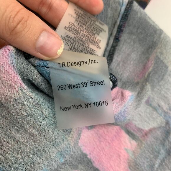 Plenty Tracy Reese Midi Dress XSP Petite Back Zip Round Buttons Puff Sleeve Geo - Picture 14 of 16